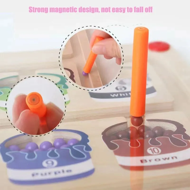 Children Montessori Toy Magnetic Pen Moving Ball Game Color Sorting Counting Board Fine Motor Training Sensory Educational Toys 240117