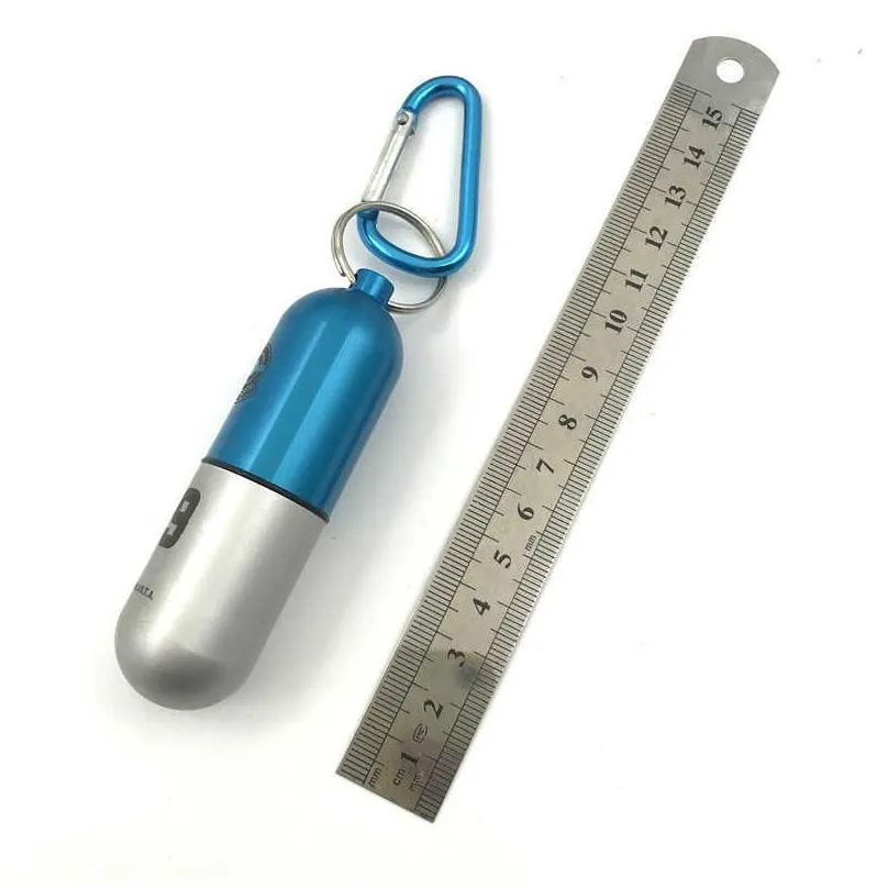 Keychains & Lanyards Waterproof Outdoor Medicine Pill Container Bma Cse Portable Metal Keychain Aluminum Case Box L230314 Drop Delive Dhj17