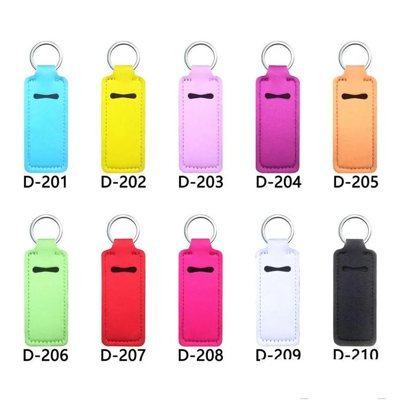 Party Favor Neoprene Wristband Keychains Solid Color Long Strip Keychain Pendant Key Decoration Chain Keyring Drop Delivery Home Garde Dhgph