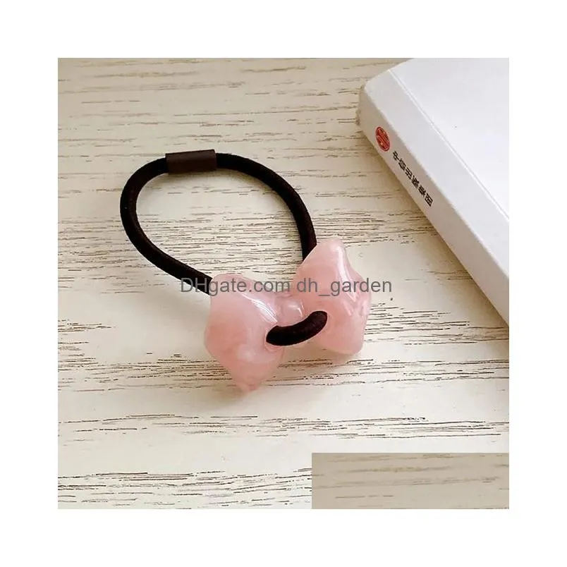 Clamps Korean Cute Mtiple Translucent Colorf Bow Knot Flower Bear Pendant Charm High Elastic Headrope Hair Band Accessories Dhgarden Dhfee
