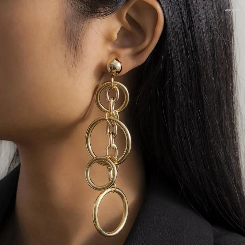 Dangle Earrings Korean Fashion Geometric Circles Long Tassel For Women Small Female Temperament Ear Ring Jewelry