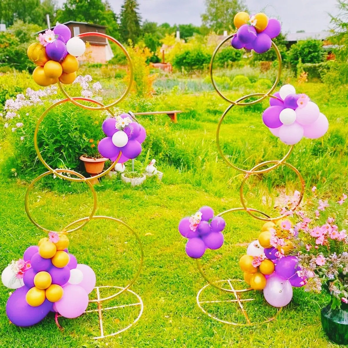 Wedding Shelf Frame Arch Backdrop Balloon Stand Background Metal wwhite Gold Plating Outdoor Flower Door Party Decoration