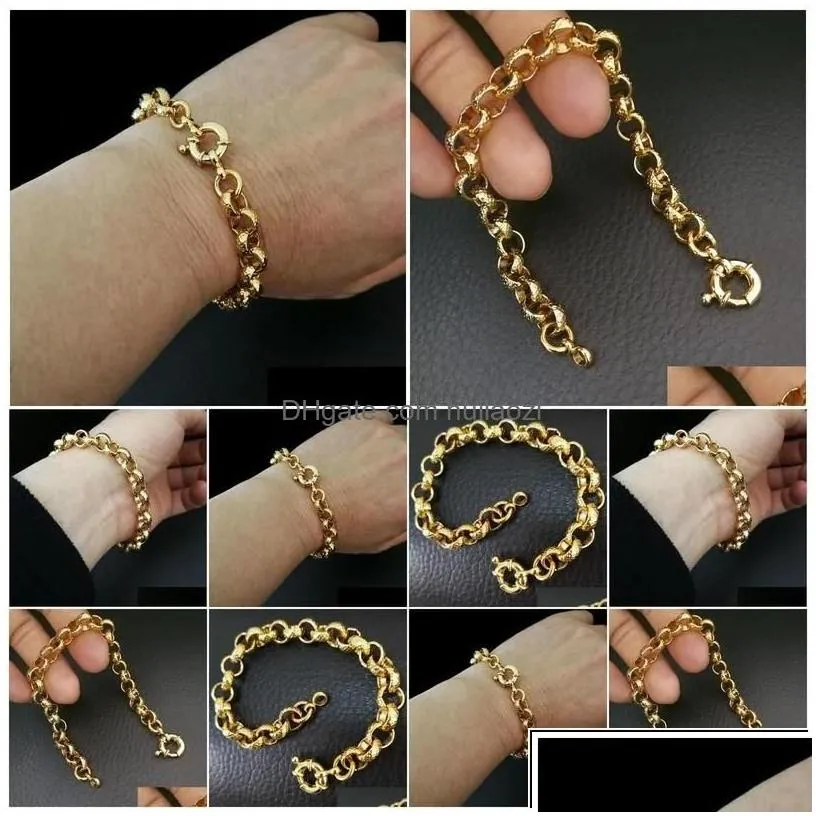 Chain Link Gold Filled Belcher Bolt Ring Mens Womens Solid Bracelet Jewllery In Length Drop Delivery Jewelry Bracelets Dhvta