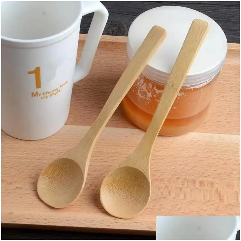 Spoons 13Cm Round Bamboo Wooden Spoon Soup Tea Coffee Honey Stirrer Mixing Cooking Tools Catering Kitchen Utensil Sxaug06 Drop Deliver Dhlo8