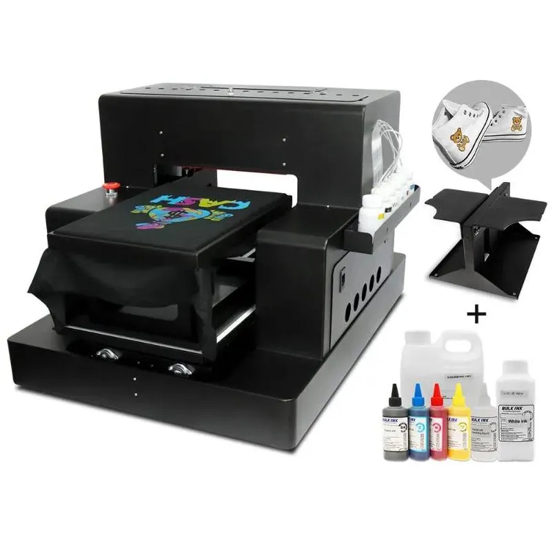 Automatic A3 DTG Printer Flatbed Tshirt Printing Machine with Textile Ink for Canvas Bag Shoe Hoodie Direct to Garment