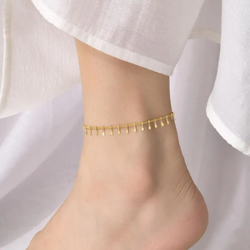 Anklets Korean Style Sweet Geometric Stainless Steel Anklet For Women Elegant Jewelry Bracelets On Foot Leg Beach Casual Chain Gift Dr