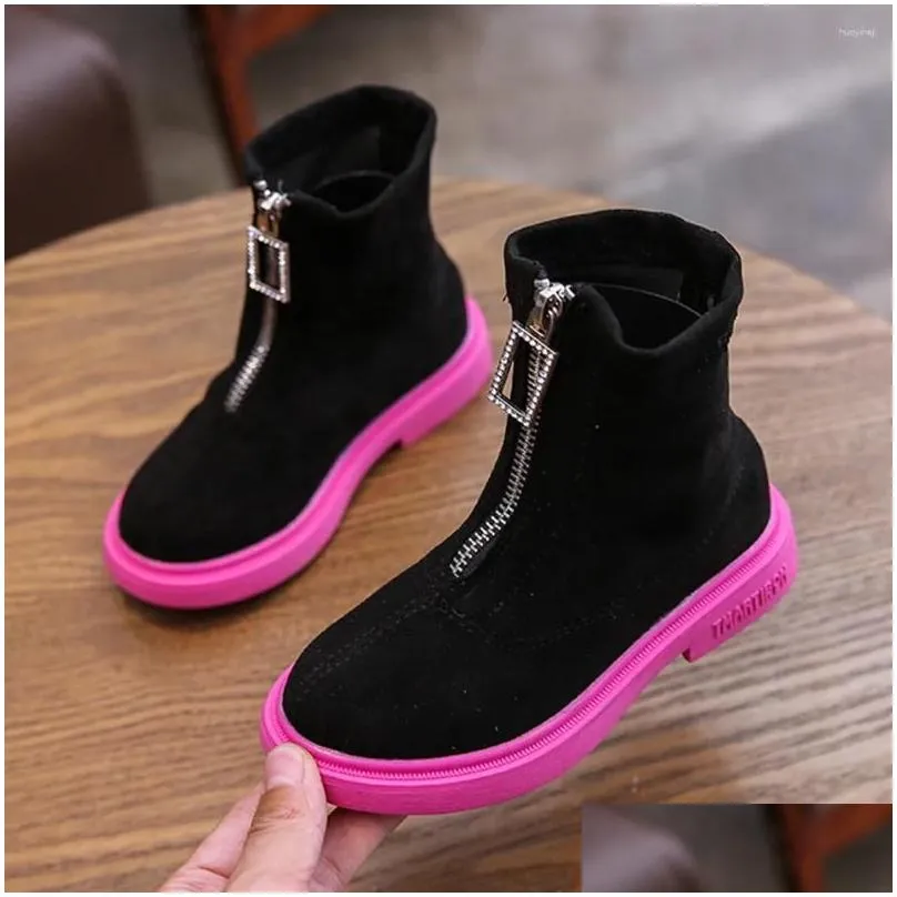 Boots Toddler Children`s Shoes Girls Fashion Flock Breathable Zip Antislip Kid Girl Boy Snow #EW
