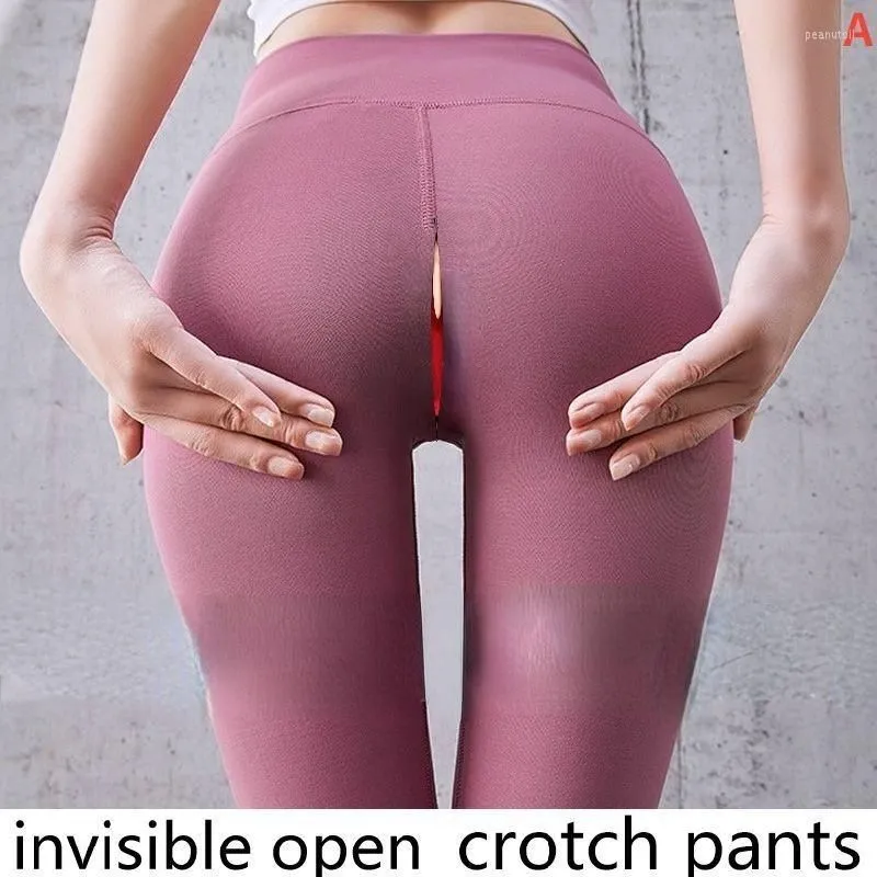 Women`s Leggings Invisible Zipper Open Crotch Tight Yoga Pants Plus Size High Waist Couples Outdoor Trousers