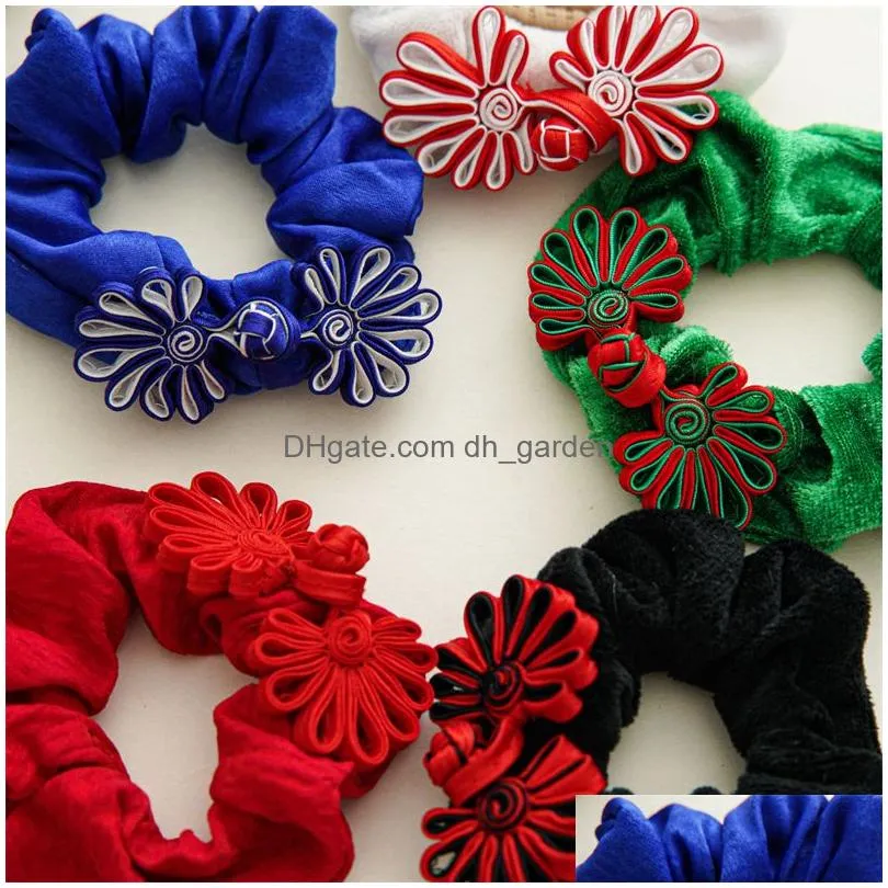 Pony Tails Holder New Year Red Chinese Knot Flannel Large Intestine Hair Band Accessories Cross Border Womens All-Match Ela Dhgarden Dhrzf