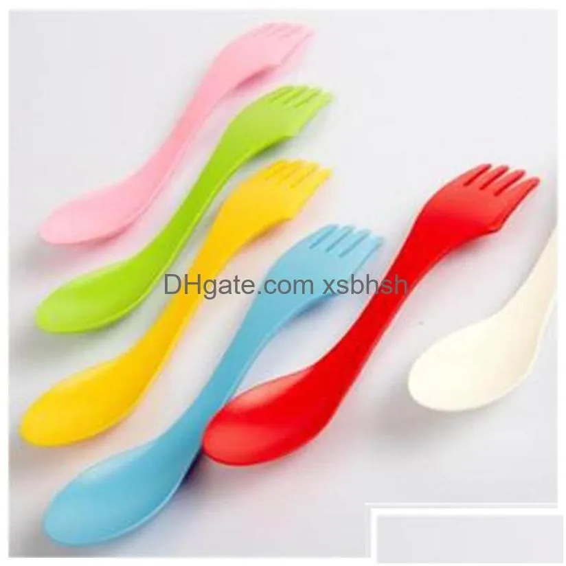 Forks 3 In 1 Plastic Spoon Fork Knife Sets Cam Hiking Picnic Utensils Spork Combo Travel Gadget Cutlery Portable Outdoor Camp Heat R