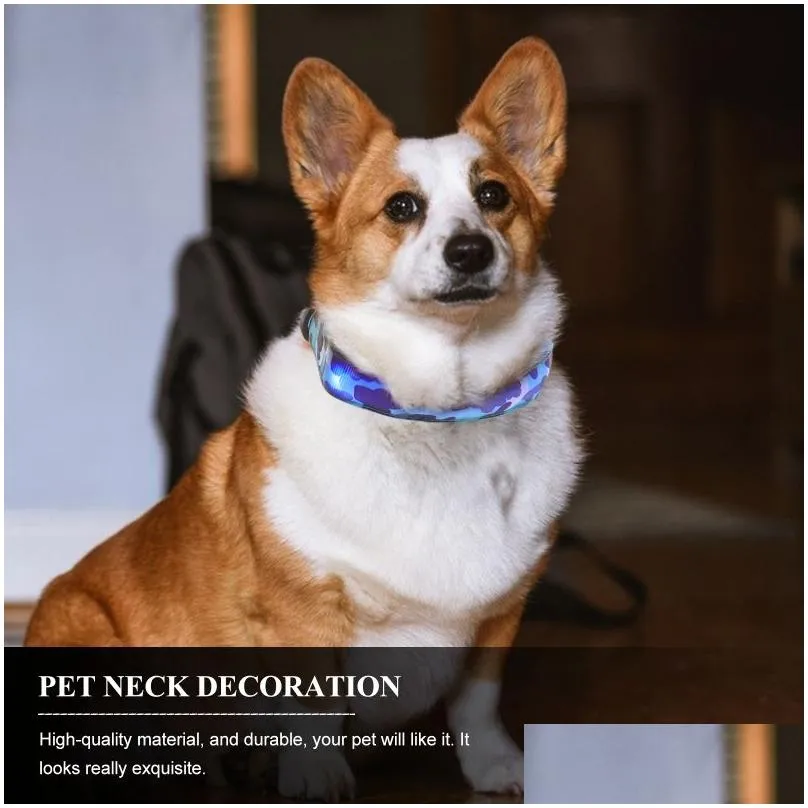 juchiva Dog Collars Luminous Pet Collar LED Decorative Neck Decoration Household Cat Night Small