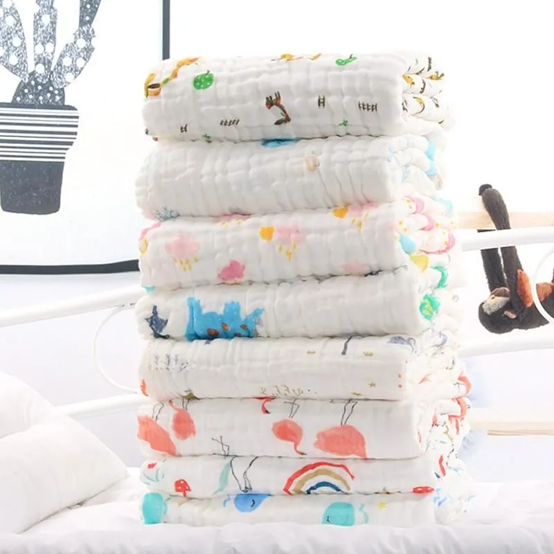 Blankets & Swaddling Baby Blanket & Born Gauze Soft Solid Bedding Set Cotton Quilt 6 Layer 110x110cm TowelBlankets