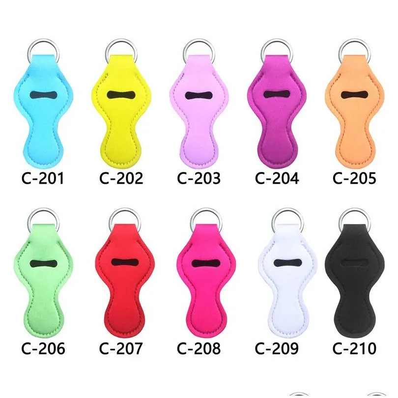 Party Favor Neoprene Wristband Keychains Solid Color Long Strip Keychain Pendant Key Decoration Chain Keyring Drop Delivery Home Garde Dhgph