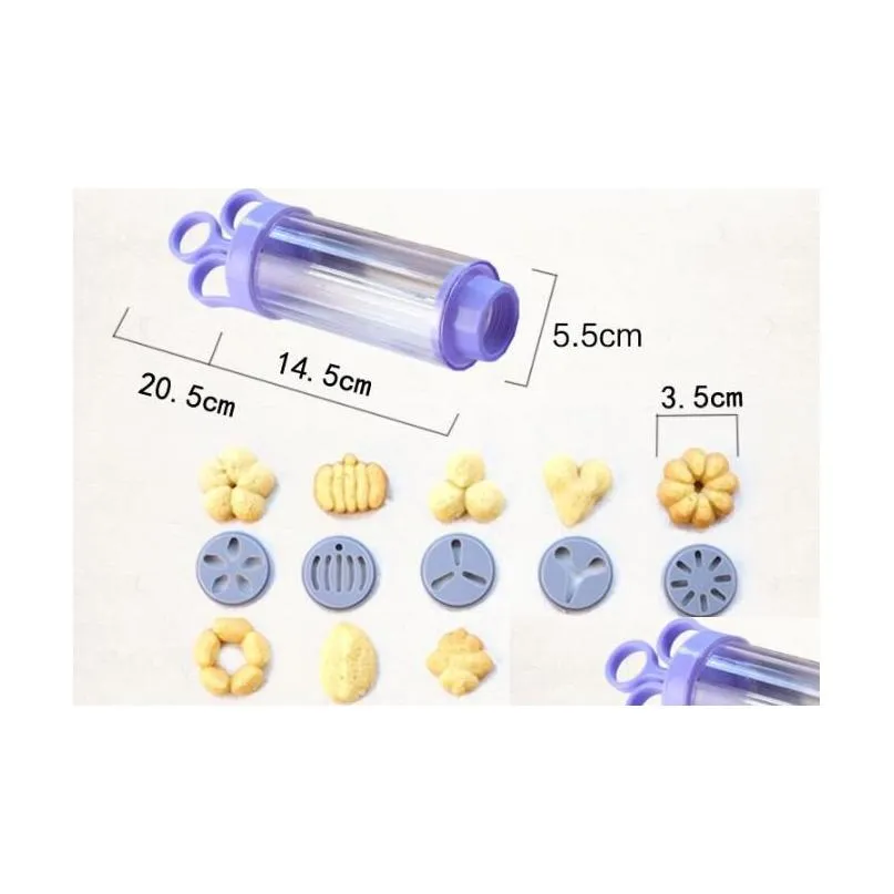 Baking Moulds Press Cutter Biscuit Tools Cookie Biscuits Hine Kitchen Tool Bakeware With 5 Nozzles Drop Delivery Home Garden Kitchen, Dhxih