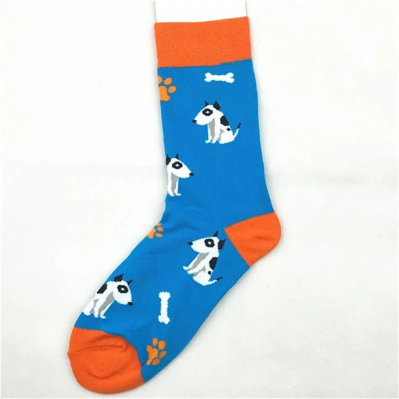 Men`s Socks Men Combed Cotton Food Fruit Stripe Animal Pattern Long Tube Funny Happy Novelty Skateboard Crew Casual Crazy