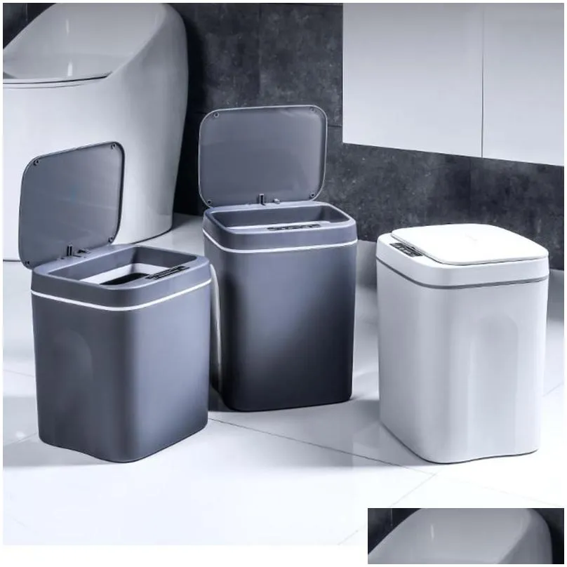 Food Waste Disposers 14L Automatic Touchless Smart Infrared Motion Sensor Rubbish Bin Kitchen Trash Can Garbage Bins For Home Room Car