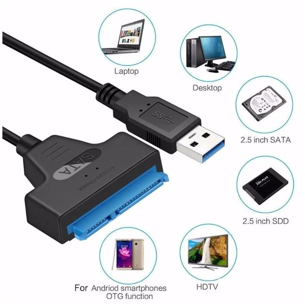 Computer Cables Connectors Usb 3.0 To Sata Adapter Converter For 2.5 Inch Ssd/Hdd Support Uasp High Speed Data Transmission Drop Deliv