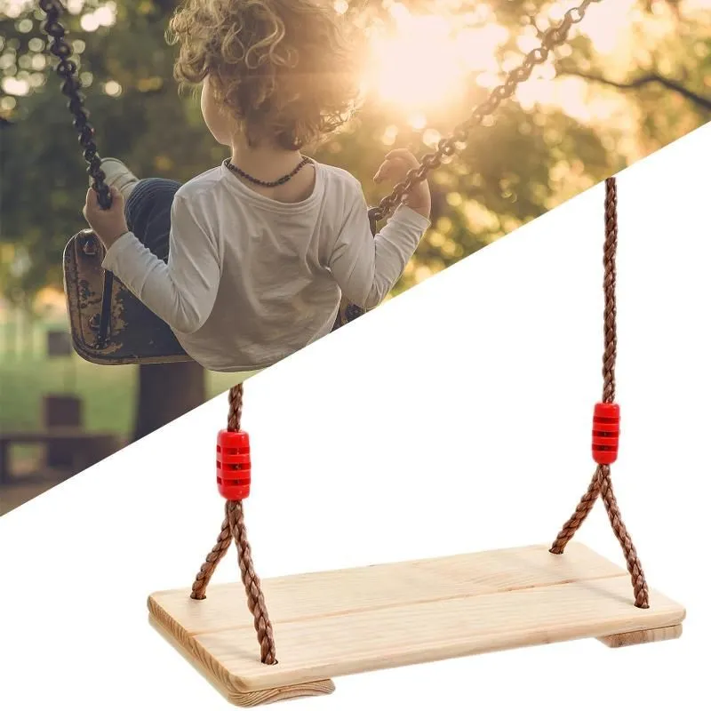 Camp Furniture Kids Wooden Swing With Sturdy Rope Garden Seat Chair Toys Durable Hanging For Outdoor Playground