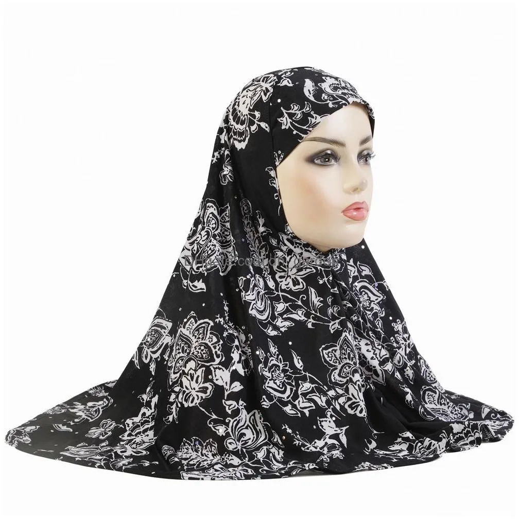 Beanie/Skull Caps Size M One Piece Amira Muslim Women Hijab Instant Scarf Print Turban Islamic Prayer Hijabs Shawl Wrap Pl O Dhgarden Dhjry