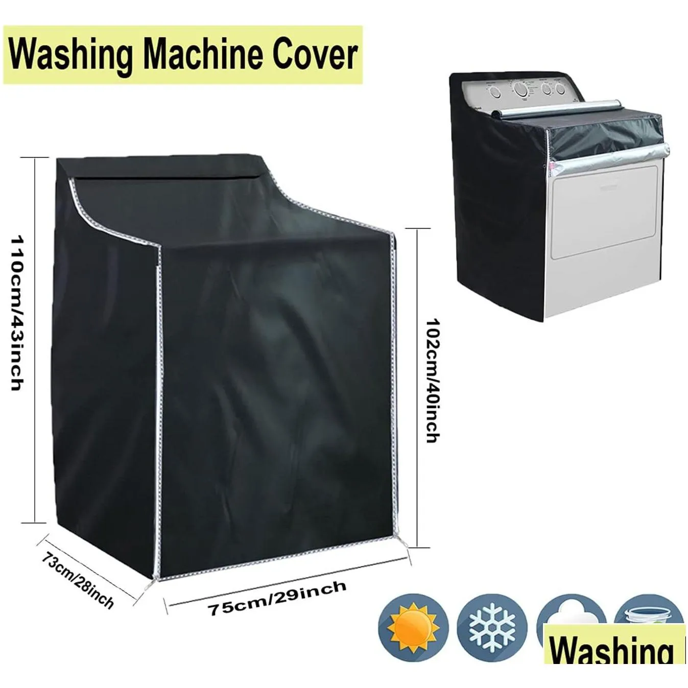 Dust Cover 2Pack Washer And Dryer Ers Top Load Washing Hine Er Laundry Protect Dustproof Waterproof Zipper Design Drop Delivery Home G Ottxb