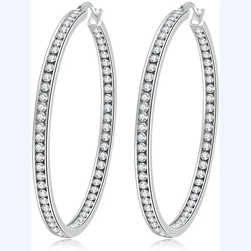 Hoop Huggie Crystal Stainless Steel Earring For Women Hypoallergenic Jewelry Sensitive Ears Large Big Earrings Hoops