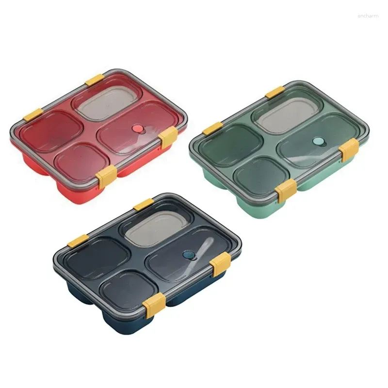 Four Compartment Lunch Box Portable Microwave Safe Dinnerware Sets School and Office Salad Boxes Container for Adult Kids MHY019