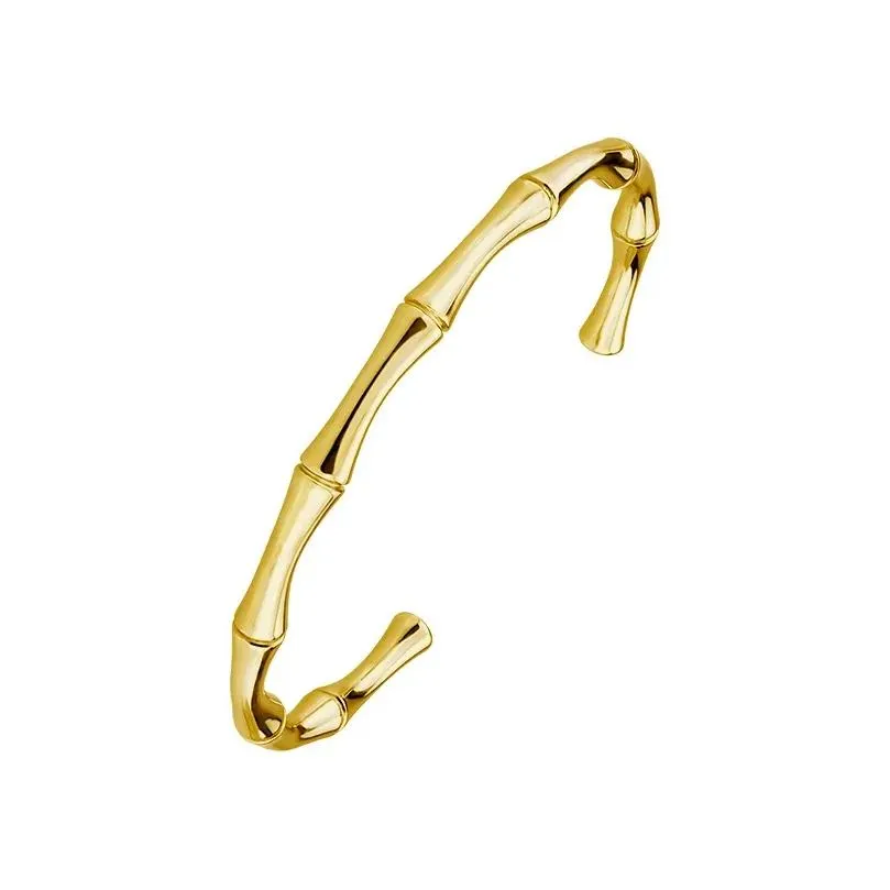 Bangle Punk Gold Color Bamboo Joint Open Cuff Bangles 2024Trend Bracelet For Women Men Classic Charm Couple Hand Jewelry Gift