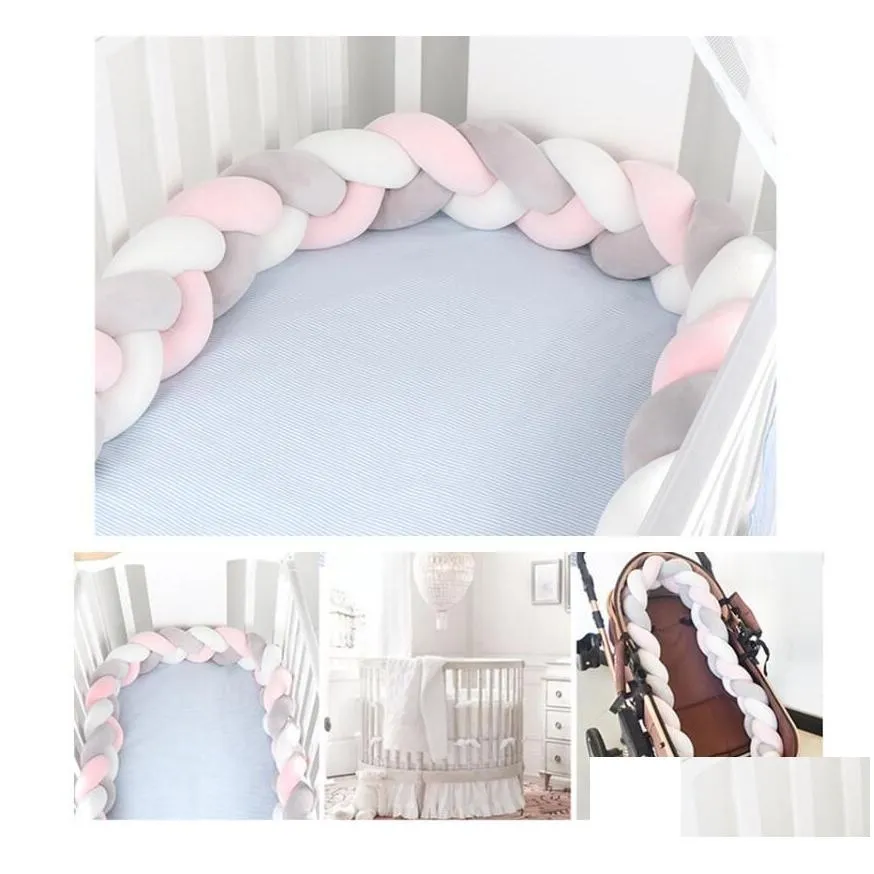 Bedding Sets 4M Baby Bed Bumper On The Crib Set For Born Cot Protector Knot Braid Pillow Cushion Anticollision 220718 Drop Delivery