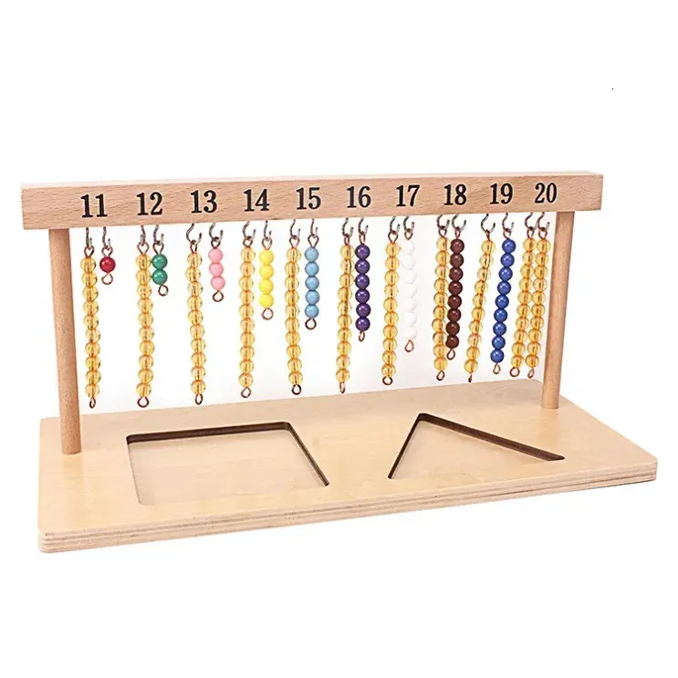 Montessori Teaching Math Toys Digitals Numbers 120 Hanger And Color Beads Stairs for Ten Board Preschool School Training 240131