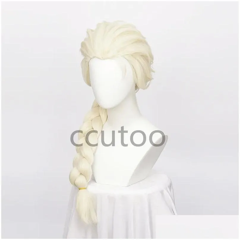 Wigs ccutoo  Wig Synthetic Blonde Braid Styled Cosplay Wigs Halloween Carnival Party Play Role + Wig Cap