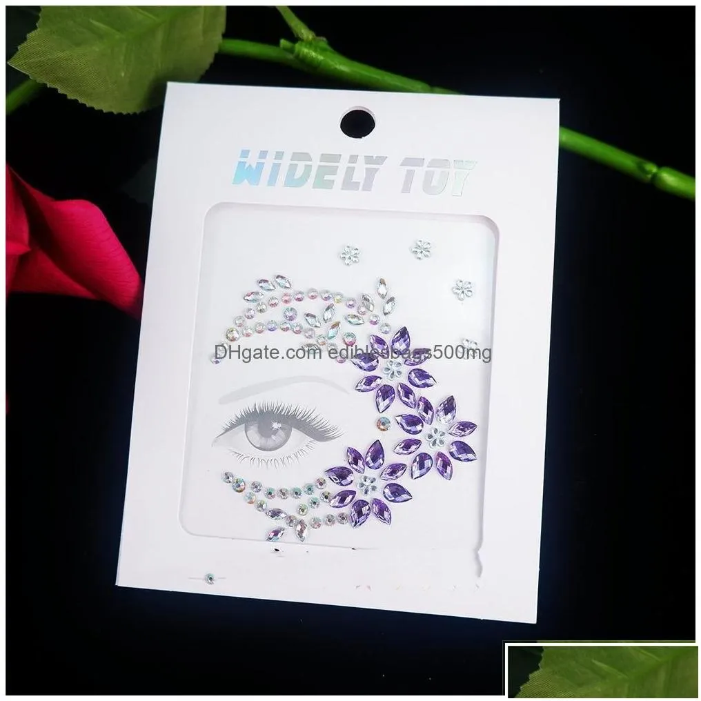 Party Masks Music Festival Face Jewels Rhinestone Half-Face Gems Glitter Crystal Birthday Sticker Eyes Body Temporary Tattoos Drop D