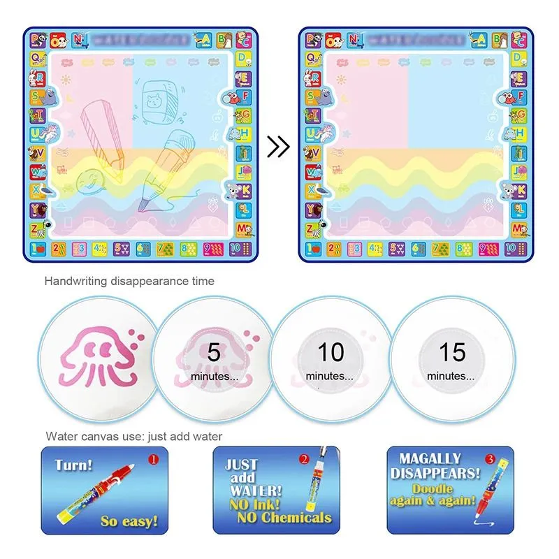 Coolplay Magic Water Drawing Mat Coloring Doodle with Pens Montessori Toys Painting Board Educational for Kids 240131