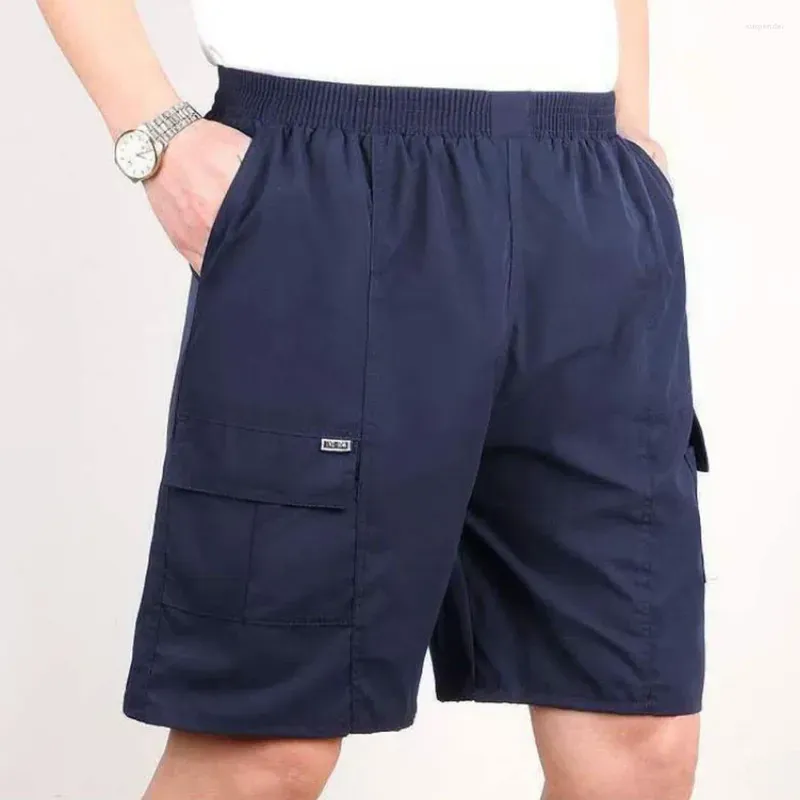 Men`s Shorts Coat Khaki Length Short M-4XL Male Navy Blue No Elasticity Pocket Polyester Solid Color Brand