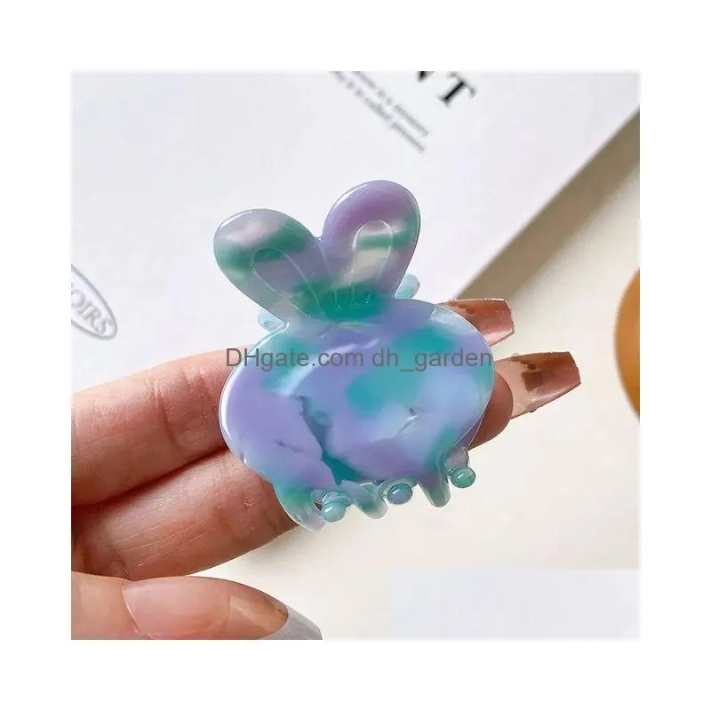 Clamps 2023 New Cute 3.7Cm Small Rabbit Bunny Acetate Hair Claw Clips Lovely Bangs Side Clip Accessories For Drop Delivery Dhgarden Dhlec