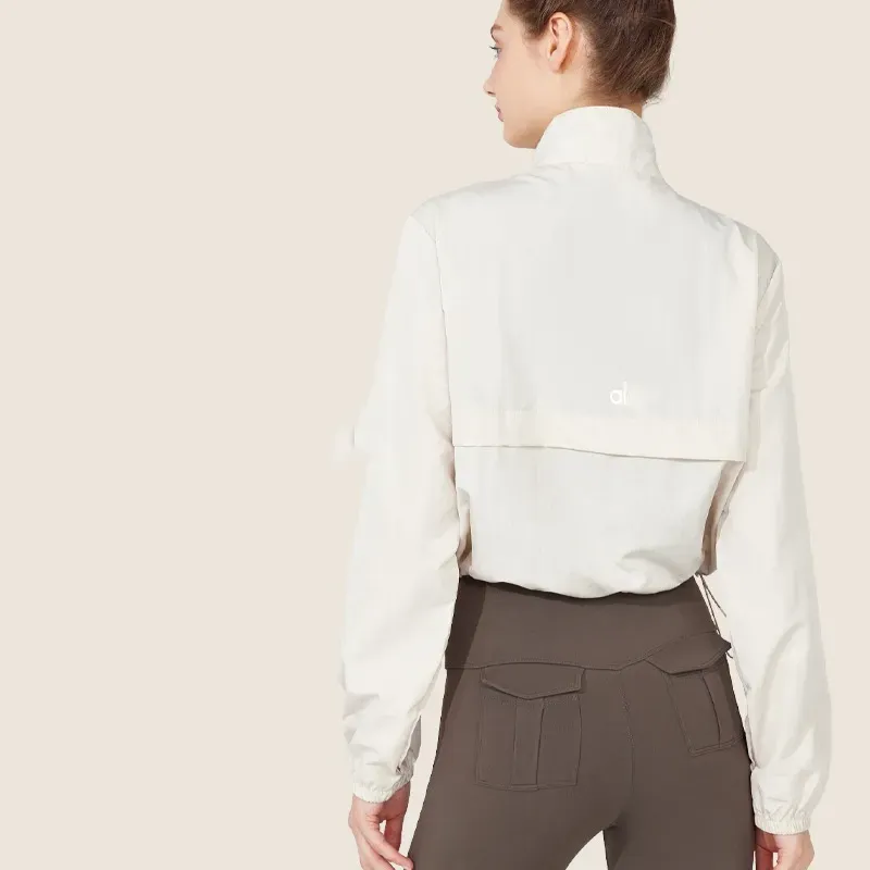 Al Yoga Jacket Sports Coat Womens Tight Yoga Clothes Quick-drying Long-sleeved Top Zipper Cardigan Fitness YC261