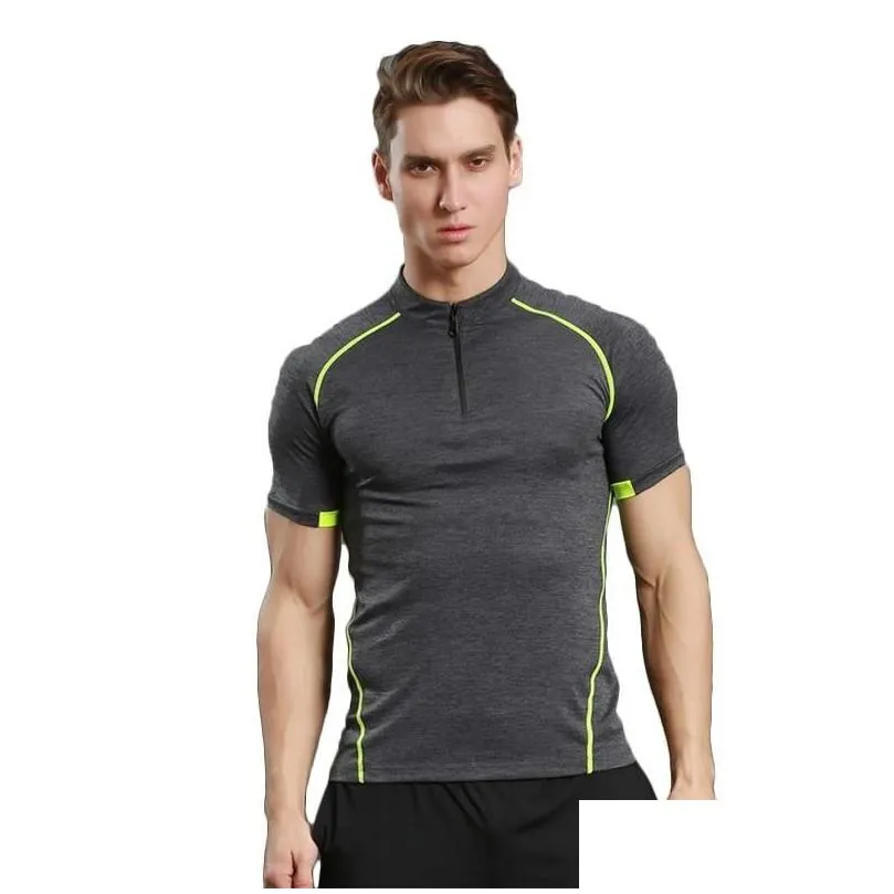 Men`s fashion sports semi-zipper tops