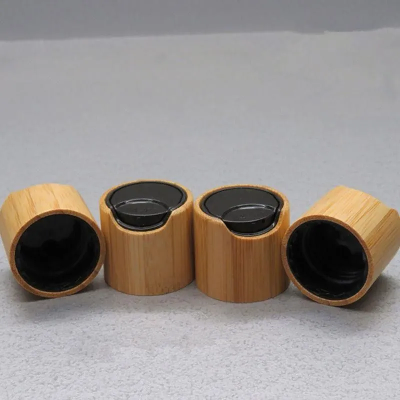 24/410 Bamboo Wooden Press Cap, DIY Cosmetic Black Lotion Lid, Bamboo Makeup Tools, 24mm Bamboo Cosmetic Cream Cover F1533 Bqlbg