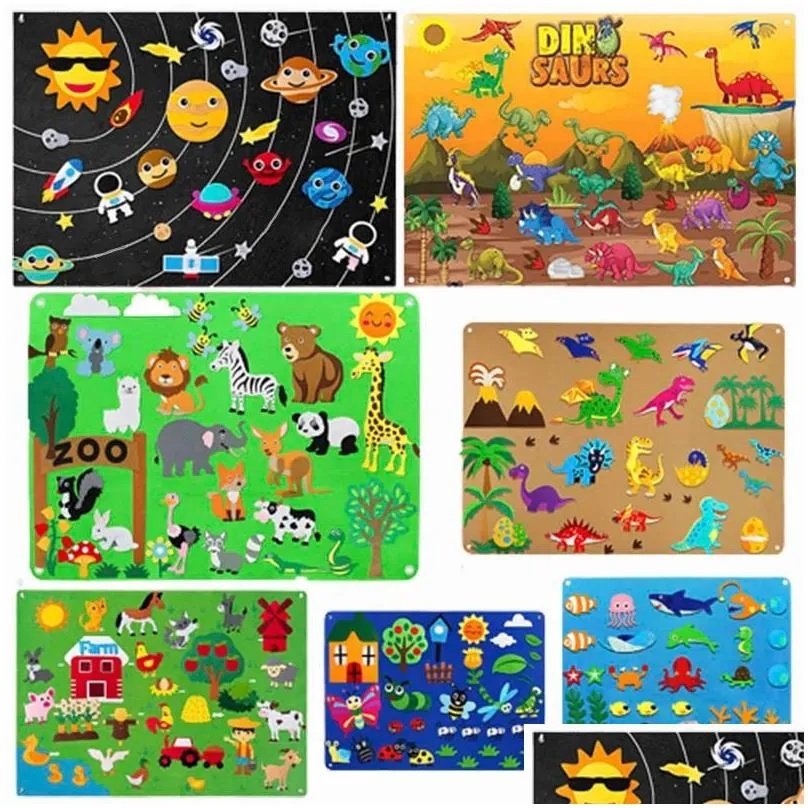Farm Animals Felt Story Board Farmhouse Storybook Wall Hanging Decor Montessori Early Learning Interactive Puzzle Toys Kids Gift