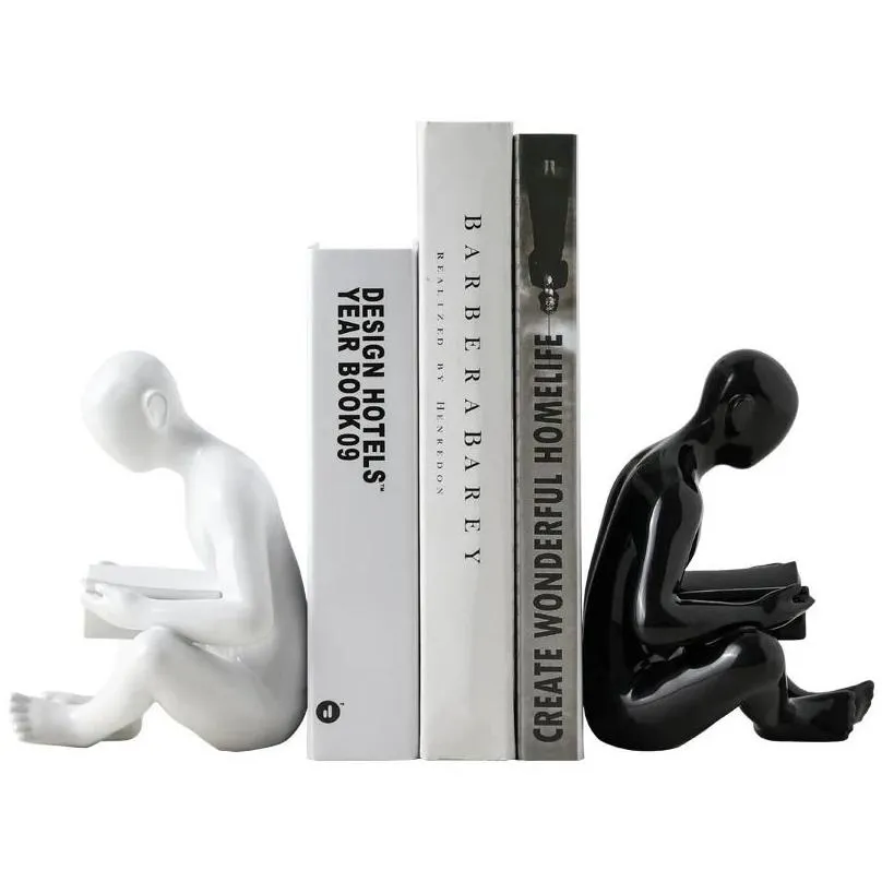 Decorative Objects Figurines Nordic creative minimalist book reader book by art ceramic book holder study office desktop home decoration book stand