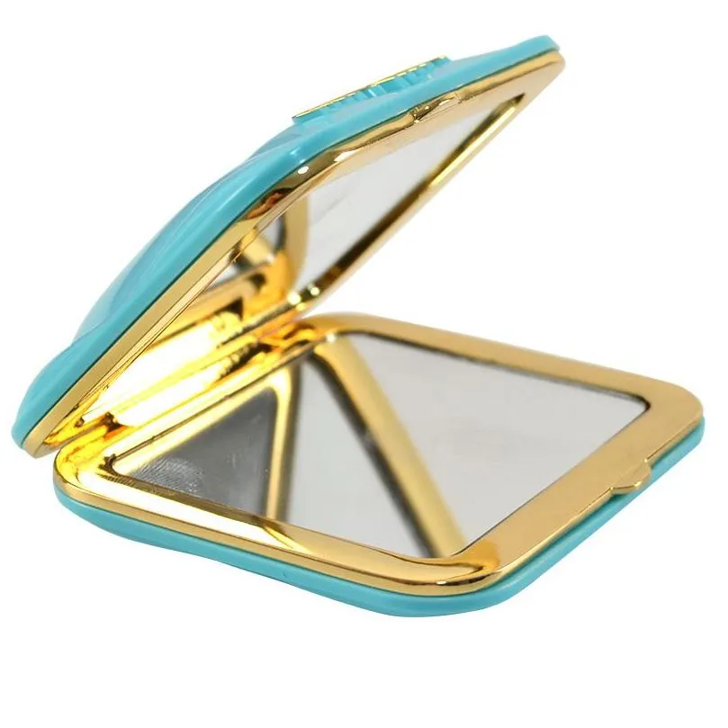 Designer Mirrors Classic Logo Folding Mirror Women`s Makeup Mirror Pink Blue Portable Travel Makeup Tool