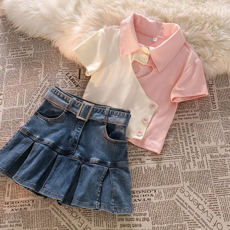 2024 Girls Summer T Shirt And Jean Skirt Sets Casual 4 10T From Khtanleyjjg 53.42 DHgate.Com
