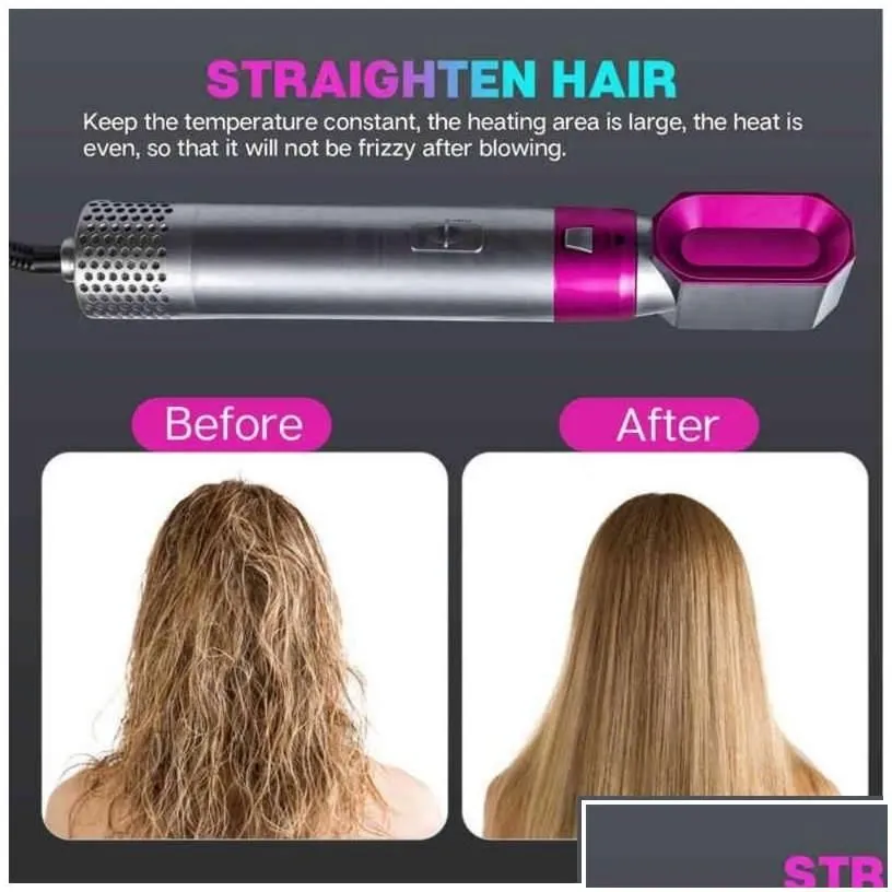Other Household Sundries Electric Hair Dryer 5 In 1 Comb Negative Ion Straightener Blow Air Detachable Wrap Curling Wand Brush Drop D