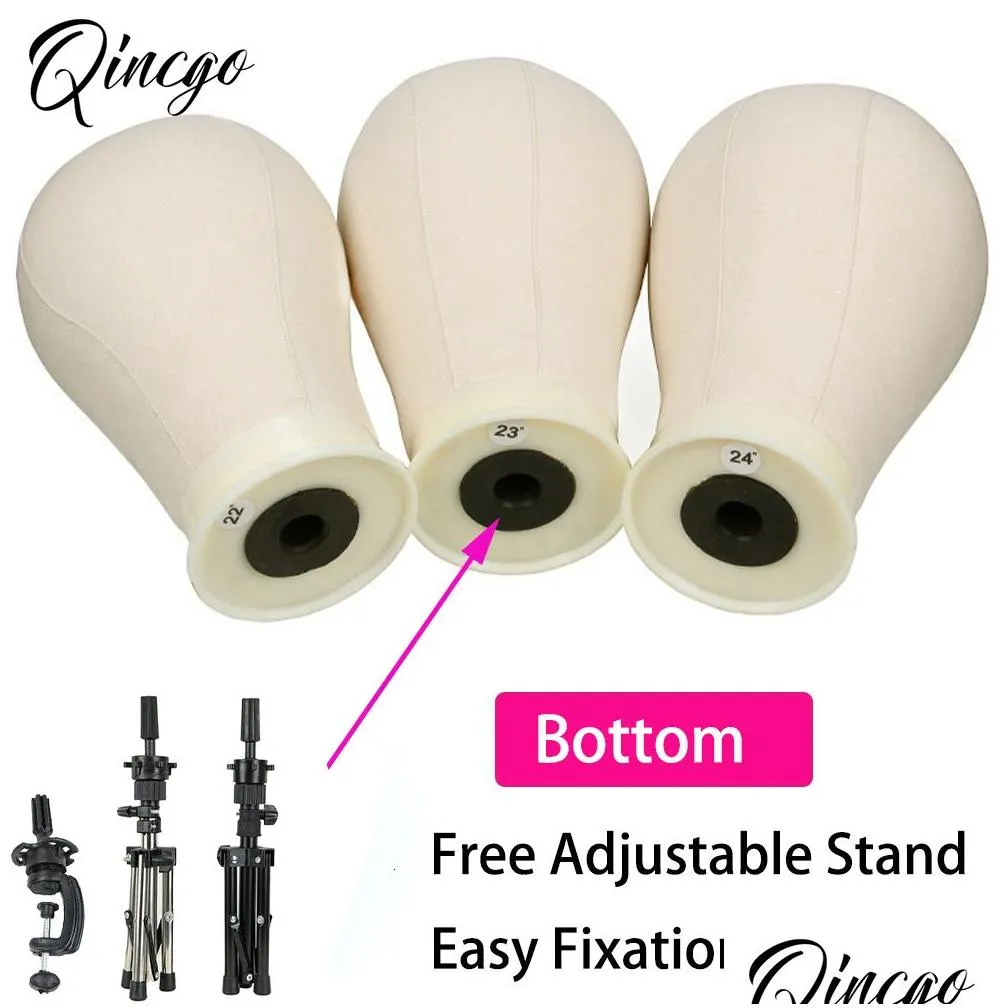 Wig Stand Mannequin Canvas Block Head Wig Stand Head And Wig Caps T Pins Thread With Adjustable Mannequin Head Tripod Stand For Wig Making