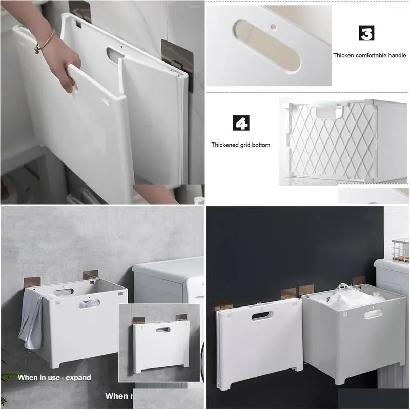 Storage Boxes & Bins Storage Boxes Sweater Organizer For Closet Punch- Folding Basket Bathroom Wall Hanging Laundry S Tablecloth Drop