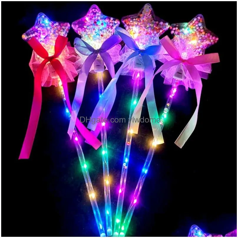 Led Light Sticks 1Pc Kids Colorf Glowing Flashing Heart Star Butterfly Girls Princess Fairy Wands Party Cosplay Props Up Toy Drop Deli Dhxdn