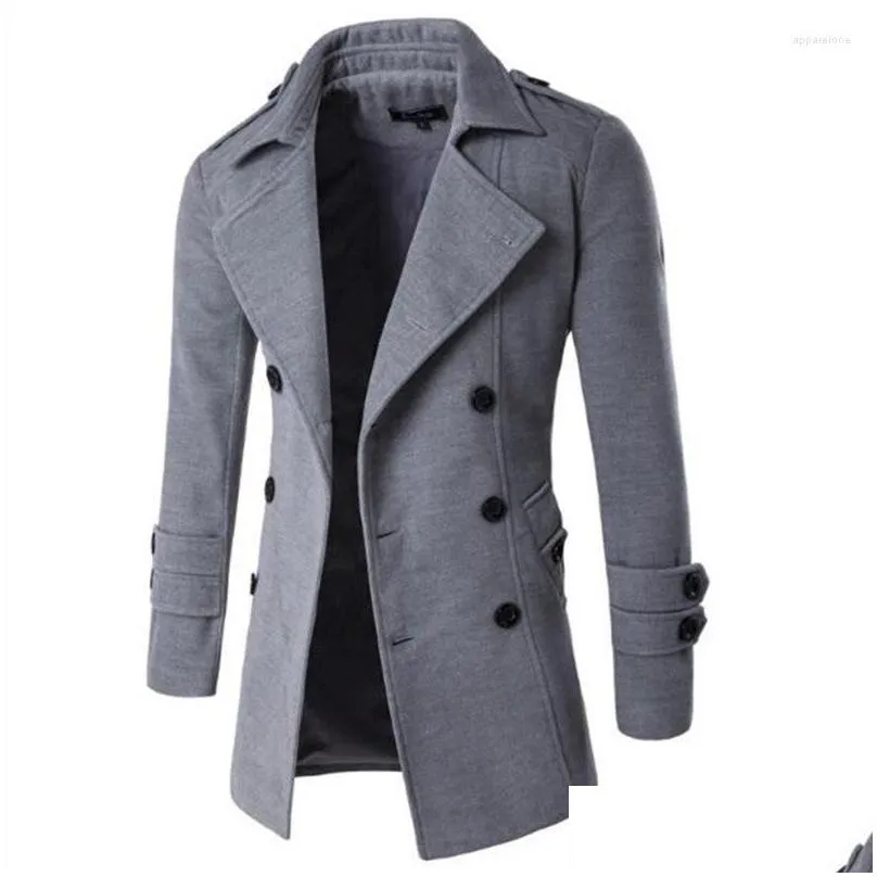 Men`S Trench Coats Mens Men British Style Double Breasted Top Coat Long Mascino Male Clothing Classic Drop Overcoat Delivery Apparel O Dhhtj