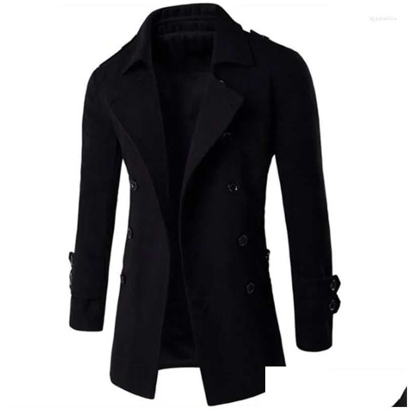 Men`S Trench Coats Mens Men British Style Double Breasted Top Coat Long Mascino Male Clothing Classic Drop Overcoat Delivery Apparel O Dhhtj