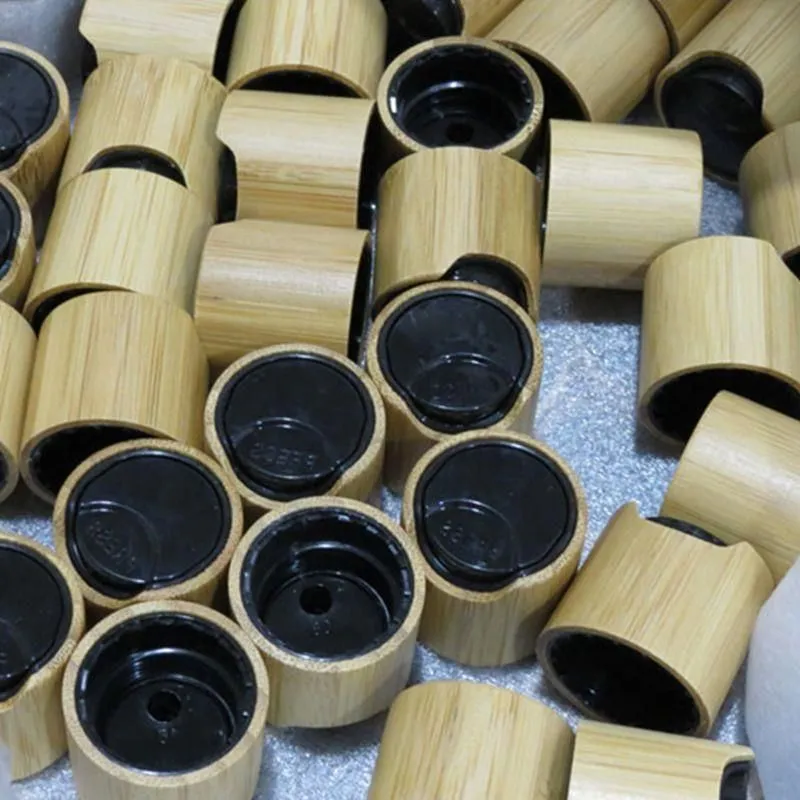 24/410 Bamboo Wooden Press Cap, DIY Cosmetic Black Lotion Lid, Bamboo Makeup Tools, 24mm Bamboo Cosmetic Cream Cover F1533 Bqlbg