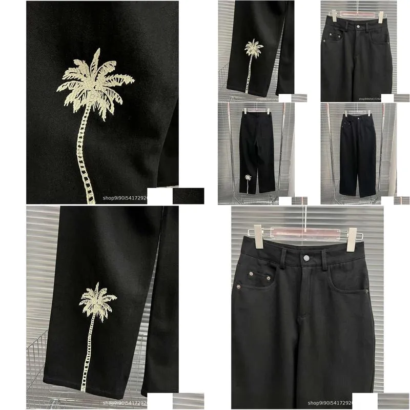 Basic & Casual Dresses Early Autumn Niche Design Trendy Brand Coconut Tree Black Jeans
