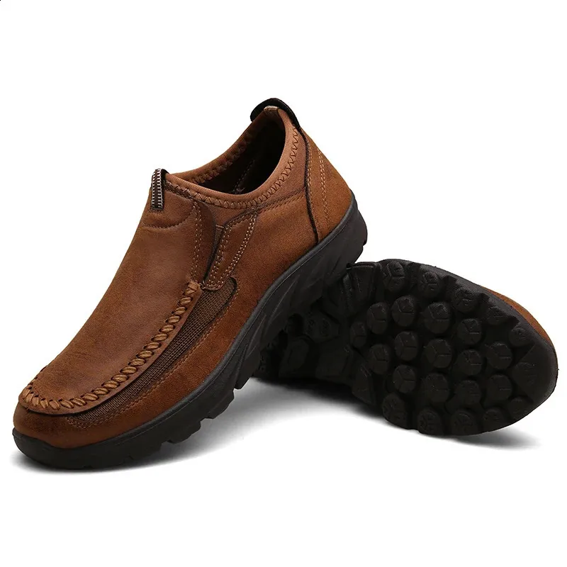 Leather Men Casual Shoes Zapatos Brand Men Loafers Moccasins Breathable Slip on Driving Shoes Plus Size 39-48 Drop 240428